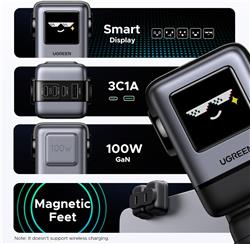 UGREEN Uno 100W USB C Charger, Nexode Robot GaN Charger Block 4 Port