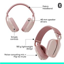 Logitech Zone Vibe 100 Écouteurs sans fil légers  - Rose