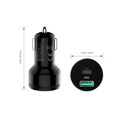 Aukey USB-A + USB-C 39W PD CAR CHARGER BLACK ACCESS MORE