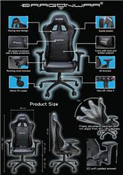 DragonWar Ergonomic Racing Chair Black(Open Box)