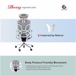 GTCHAIR Dvary Butterfly Ergonomic Office Chair, Mesh, Grey