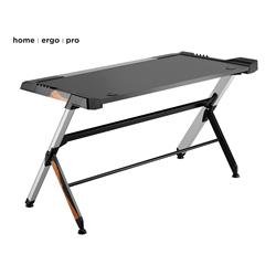 Brateck Deluxe Aluminum Gaming Desk with RGB LED Lights - Black