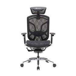 GTCHAIR Dvary Chromed Butterfly Office Chair, 3D Paddle Shift Control Arms, S3-L Mesh Headrest, 65mm Black PU Castors, Black.