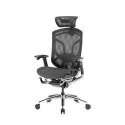 GTCHAIR Dvary Chromed Butterfly Office Chair, 3D Paddle Shift Control Arms, S3-L Mesh Headrest, 65mm Black PU Castors, Black.