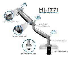 Mount-It! 17"-32" Single Monitor Desk Mount | Gas Spring | MI-1771