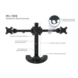 Mount-It! 19"-24" Triple Monitor Stand Freestanding Desk Mount | MI-789