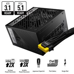 MSI MPG A850G PCIE5, bloc d'alimentation de jeu entièrement modulaire 80+ GOLD, câble 12 V-2x6, compatible ATX 3.1 et PCIE 5...