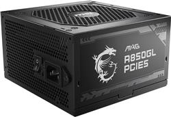 MSI MAG A850GL PCIE 5, 850W 80 PLUS Gold Certified Gaming ATX 3.0 Power Supply, Fully-Modular, Flat Black Cables, 10 Year Warra