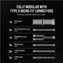 CORSAIR RMx Shift Series RM850x Shift Fully Modular 80PLUS Gold ATX Power Supply, White, ATX 3.1 Compatible