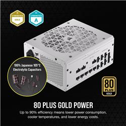 CORSAIR RMx Shift Series RM1000x Shift Fully Modular 80PLUS Gold ATX Power Supply, White, ATX 3.1 Compatible