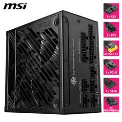 MSI MPG A1000GS PCIE5, 80+ GOLD Full Modular 1000W Power Supply, 12V-2x6 Cable, ATX 3.1 & PCIE 5.1 Ready