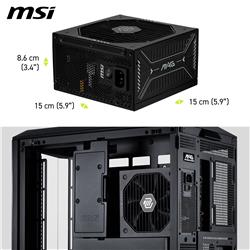 MSI MAG A1000GLS PCIE5, Fully Modular Compact,80+ Gold,garantie 10 ans