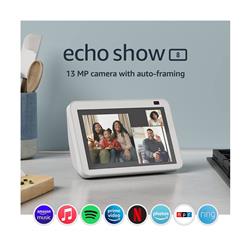 Amazon Echo Show 8 2nd Gen HD Smart Display With 13 MP Camera - Glacier White (B084DC4LW6)(Open Box)