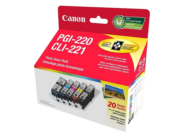 Pack économique de cartouches d&#39;encre et de papier photo CANON PGI-220/CLI-221