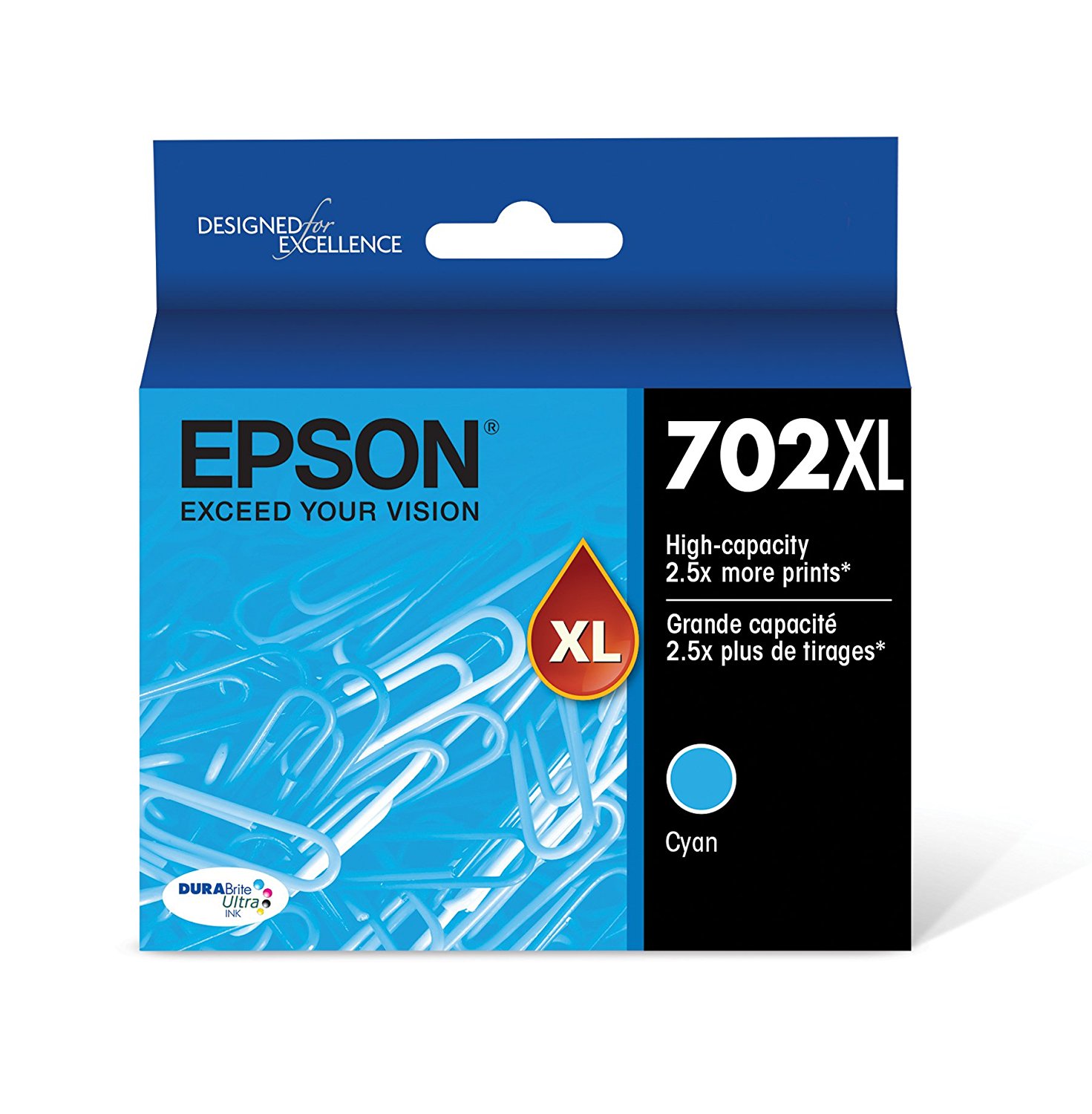 artouche d^encre cyan Epson T702 DuraBrite Ultra XL Sensormatic | T702XL220-