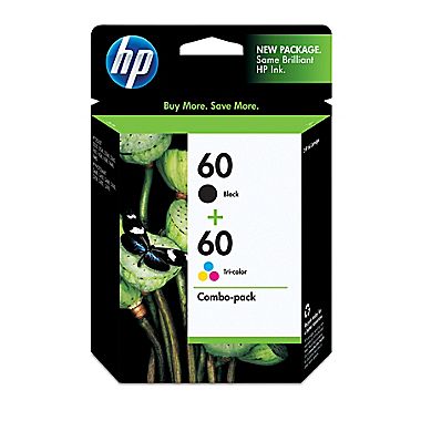 HP 60 Black/Tri-color Original Ink Cartridges Combo Pack