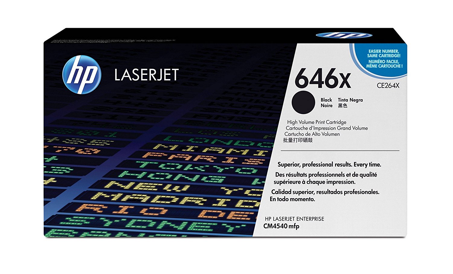 artouche de toner LaserJet noire à rendement élevé HP 646X (CE264X) d'origine