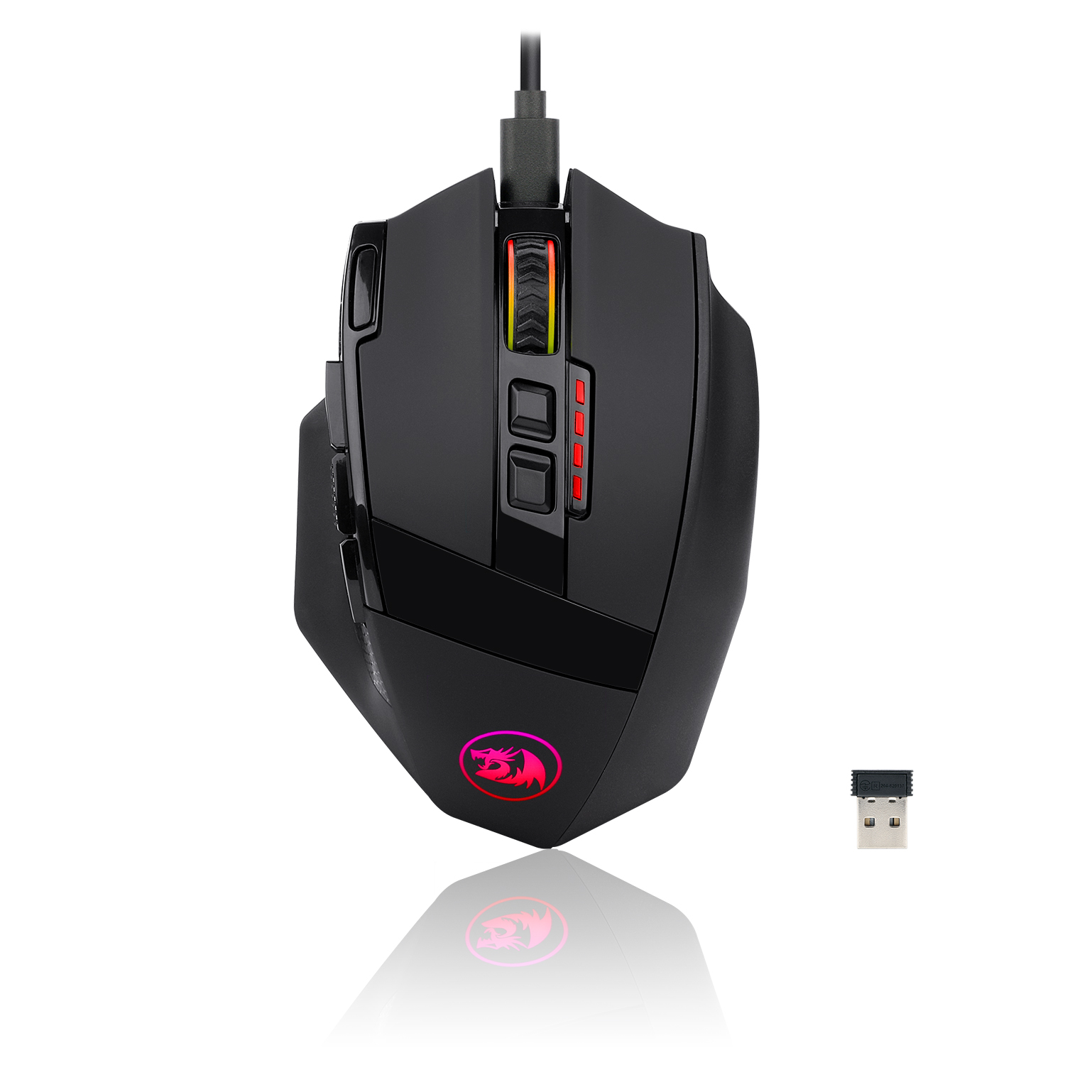 Redragon M801P-RGB Sniper Pro Gaming Mouse with 16.8 million color lighting, Wireless and Wired Dual Mode Connection