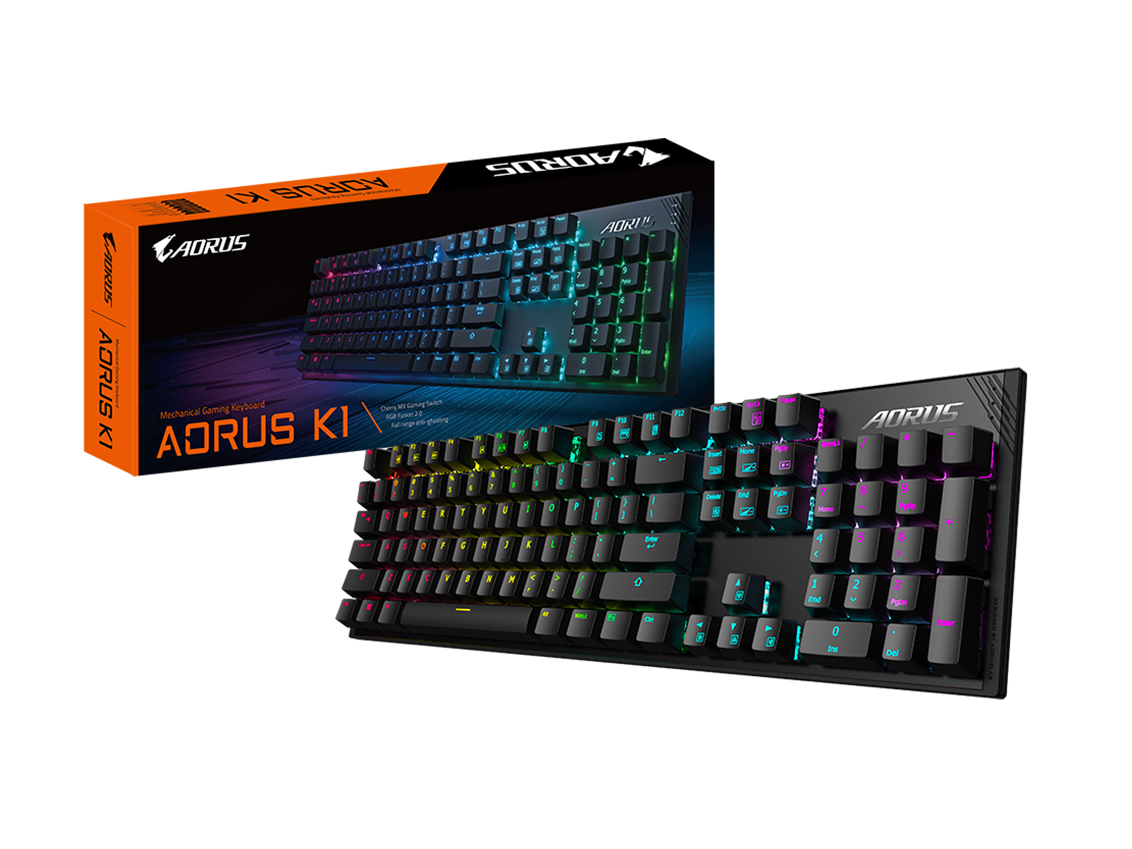 GIGABYTE AORUS K1 Gaming Keyboard, Cherry MX Red Mechanical Switches,(Open Box)
