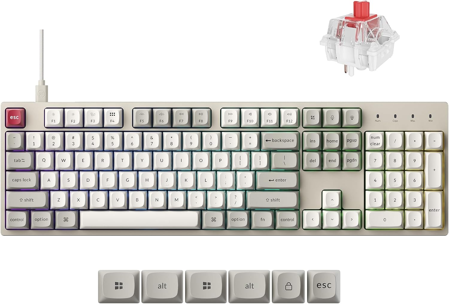 Keychron C2 Pro 8K Pleine grandeur Clavier de jeu, Blanc(Open Box)