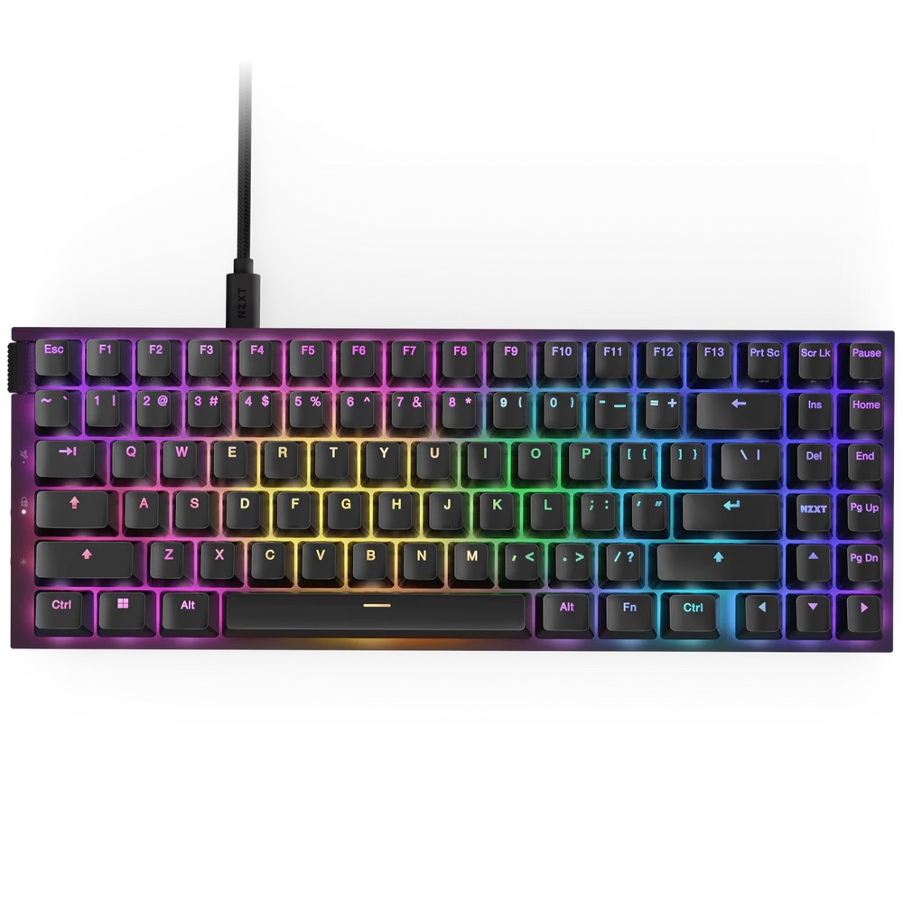 NZXT Function 2 - Mini clavier de jeu sans pavé numérique (TKL, 80 %), noir, profil standard (KB-002NB-US)