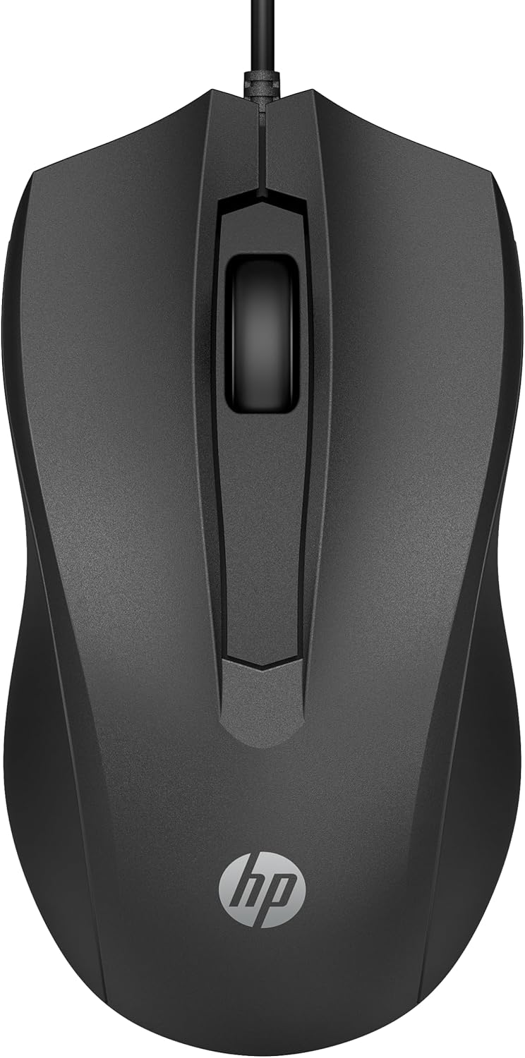 Souris filaire HP 100 - Capteur optique précis 1600 DPI - Connexion USB facile - Design ambidextre - Commande à 3 boutons et...