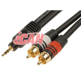 iCAN PREMIUM 3.5mm Stereo Male to 2RCA Male 22AWG Cable Gold Plated - 15 ft. (AC35M-2RCAM-P15)