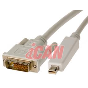 Câble iCAN Mini DisplayPort mâle vers DVI mâle 32 AWG (doré) - 1,8 m. (MDPM-DVM-32G-06)(Boîte ouverte)