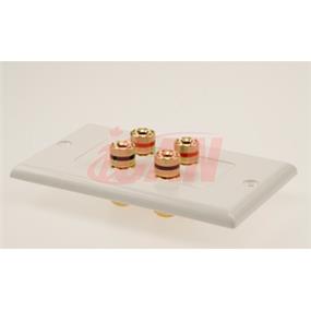 iCAN High Quality Banana Binding Post Two-Piece Inset Wall Plate for 2 Speakers - Coupler Type (HT FP-SPBP-C-02)(Open Box)