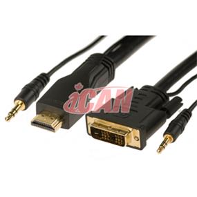 iCAN Premium HDMI-DVI +Stereo Gold Plated - 25 ft (HDAC-28-G-025)
