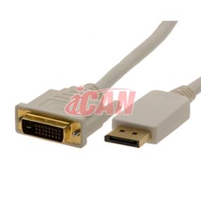 iCAN Displayport Male to DVI-D Male Premium Video Cable - 6 ft. (DPM-DVIDM-GP-06)