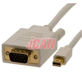 iCAN Mini Displayport to SVGA 32AWG Gold-plated Cable - 15 ft (MDPM-VGAM-G-15)(Open Box)