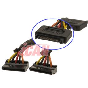 iCAN SATA Power Y Cable 15-pin 1 Male to 2 Female (PWR SATA-1M2F-6) Replaced by CAICA00254