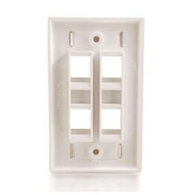 Cables To Go 4-Port Single Gang Multimedia Keystone Wall Plate - White (03413)