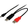 STARTECH USB Y Cable for External Hard Drive USB A to mini B (Black) - 1ft. (USB2HABMY1)