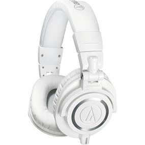 Audio-Technica (ATH-M50x) - Casque d'écoute professionnel | haut-parleurs en néodyme 45 mm | oreillettes rotatives 90 degrés | gamme de fréquence élargie pour clarté accrue | câble unilatéral amovible | pochette de rangement et adaptateur 1/4 po vissable inclus | blanc