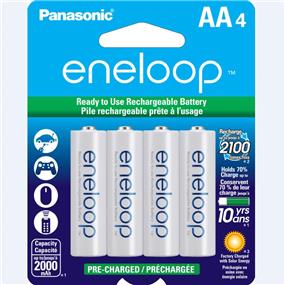 Panasonic (Eneloop) - Paquet de 4 piles AA 1,2 V rechargeables au Ni-MH préchargées de 2 000 mAh | [BK3MCCA4BA]