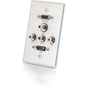 Cables To Go Single Gang Audio/Video Faceplate - 1-gang - Brushed Aluminum (41040)