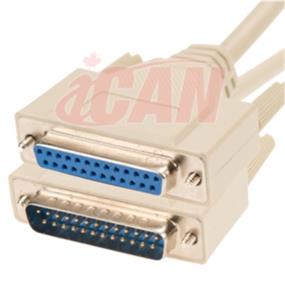 iCAN External Computer Serial Cable (RS232), DB25, Male/Female Extension, Straight-Through Molded Connectors - 15 ft. (RS232-25MF-015)