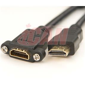 iCAN HDMI 1.4 3D 4K LAN Male/Female Panel Mountable Cable - 1ft (PM HDMI-MF-01)