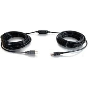 Cables To Go USB A/B Active Cable (Center Booster Format) - USB for Hard Drive, Printer, Interactive Whiteboard - 25 ft - 1 x Type A Male USB - 1 x Type B Male USB - Black (38989)