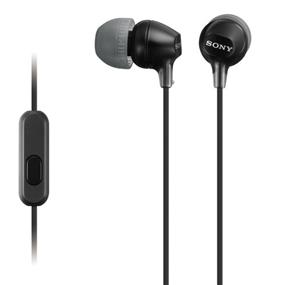 SONY MDR-EX15AP In-Ear EX Monitor Headphones with Mic & Remote, Black | Smart Key App Compatible for Android Users(Open Box)