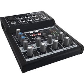 MACKIE Mix5 5-Channel Compact Mixer | Mic/Line Inputs with 3-Band EQ | 2 Stereo 1/4" Line Inputs | Stereo RCA Tape Inputs & Outputs | Pan, Level and Overload Indication | Headphone and Stereo Control Room Outs