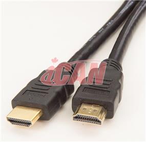 iCAN HDMI 28AWG Version 2.0 W/Ethernet, 3D, 4K Colour upto 60fps, 18Gps, Dolby Atmos Audio, Gold Plated M/M -  15 ft. (HH-28-GV20-015)