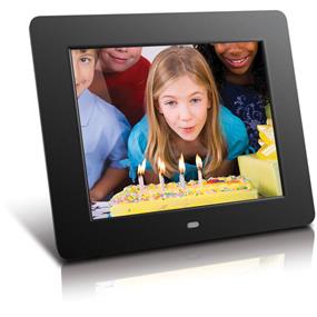 Aluratek ADMPF108F - 8" Digital Photo Frame With 512MB Memory | High-Quality Black Frame | Built-In Speakers | Remote Control | High-Speed USB Connectivity | Embedded Memory Card Reader