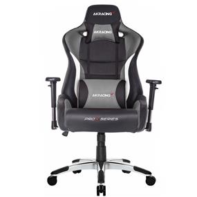 AKRacing Wide Series Gaming Chair, PU Leather, 3D Armrest, 60mm PU Caster, Black & Grey & White