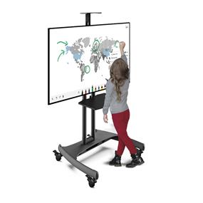 KANTO MTM65PL Mobile TV Mount, Rolling TV Carts with Adjustable Shelf for 37" - 65" TVs, VESA 100 x 100 - 600 x 400, place centre of TV between 44.1" and 60.2", max. load 80 lbs with safety tether