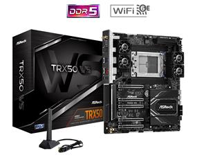 ASRock TRX50 WS, AMD Ryzen™ Threadripper™ PRO 7000 and 7000, DDR5 ECC Registered, 3*PCIe 5.0x16,2*PCIe 4.0x16, Marvell 10 GbE LAN, Realtek 2.5 Gigabit LAN,  1* Blazing M.2 (PCIe Gen5x4), 1*MCIO ( PCIe Gen5X4), 2 SlimSAS, rear USB3.2 Gen2x2 Type-C (20Gbps), 14*USB Ports, 802.11ax Wi-Fi 6E + Bluetooth, AMD ATX Motherboard