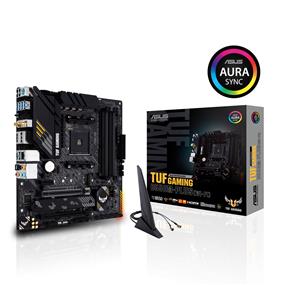 ASUS TUF GAMING B550M-PLUS (WI-FI) AMD B550 (Ryzen AM4) micro ATX gaming motherboard with PCIe 4.0, dual M.2, 10 DrMOS power stages, Intel® WiFi 6, 2.5 Gb Ethernet, HDMI, DisplayPort, SATA 6 Gbps, USB 3.2 Gen 2 Type-A and Type-C, and Aura Sync RGB lighting support