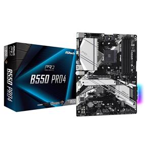 ASRock B550 Pro4 AMD AM4 3rd Gen and Future Ryzen, DDR4 4733+ (OC), PCIe 4.0 x16, PCIe 3.0x16, 2* USB 3.2 Gen2 10G Type A+C, Hyper M.2, ATX Gaming Motherboard